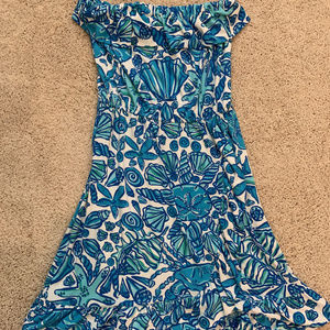 Seashell Patterned strapless Dress